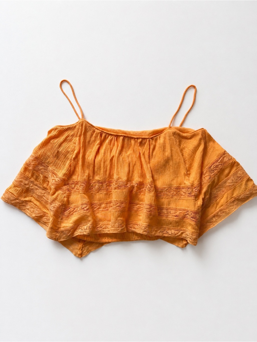 Free People NWT Boho Mustard Lace Cropped Cami Top S